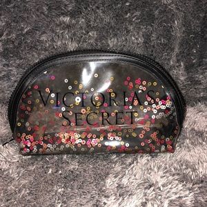 Victoria Secret plastic & Leather zip makeup bag
